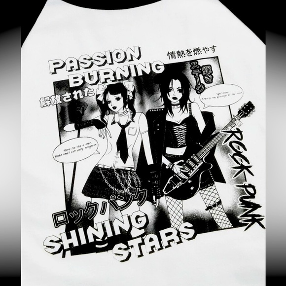 🔮 3/$15!! NWOT Black and White Anime Raglan Size XL - Picture 2 of 2